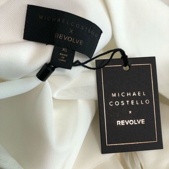 NWT Michael Costello x REVOLVE Ava Mini Dress Ivory White One Shoulder - Picture 5 of 7
